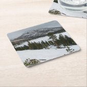 Sneeuwrijke Ellery Lake California winterlandschap Kartonnen Onderzetters (Schuin)