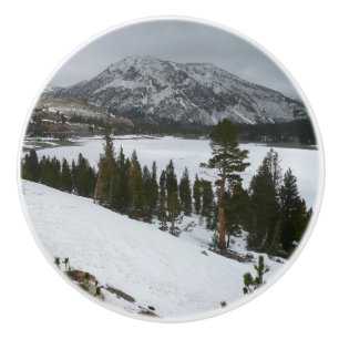 Sneeuwrijke Ellery Lake California winterlandschap Keramische Knop