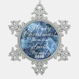 Sneeuwrijke familie groet kerst ornament