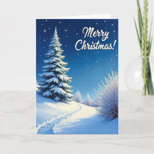 Sneeuwrijke Groene Kerstkaart Kaart