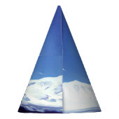 Sneeuwrijke heuvels, winterpanorama feesthoedjes (Achterkant)