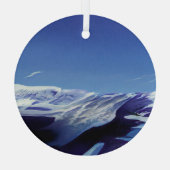 Sneeuwrijke heuvels, winterpanorama glas ornament (Achterkant)