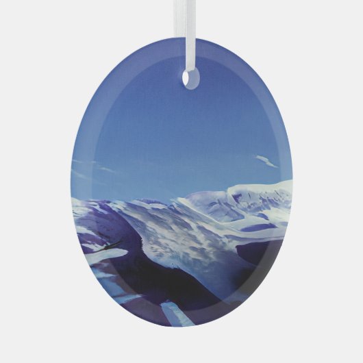 Sneeuwrijke heuvels, winterpanorama glas ornament (Voorkant Rechts)