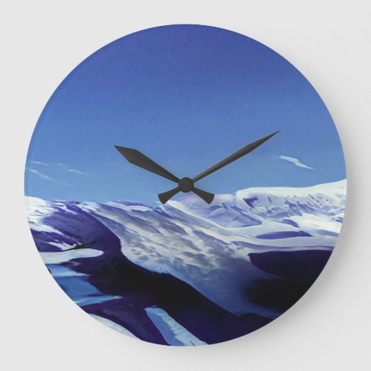 Sneeuwrijke heuvels, winterpanorama grote klok (Voorkant)