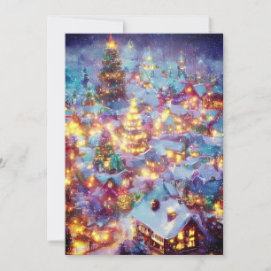 Sneeuwrijke kerst dorp budget kerst feestdagenkaart