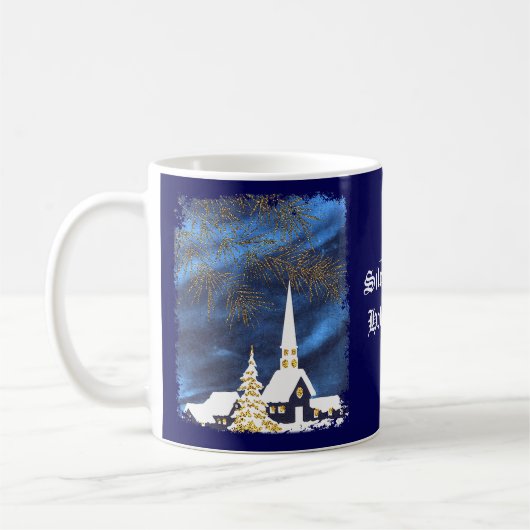 Sneeuwrijke Kerst Kerk Koffie Mok (Links)