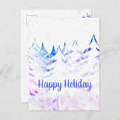 Sneeuwrijke kerstbomen Blauw Paarse & Wit Feestdagenkaart (Voorkant / Achterkant)