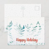 Sneeuwrijke kerstbomen Blauwgroen Groen & Wit Feestdagenkaart (Voorkant / Achterkant)