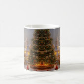 Sneeuwrijke kerstbomen in nostalgische dorpsscène koffiemok (Center)