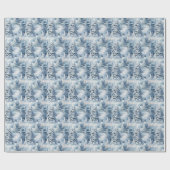 Sneeuwrijke kerstbomen scène betegeld cadeaupapier (Vlak)