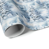 Sneeuwrijke kerstbomen scène betegeld cadeaupapier (Rol Hoek)
