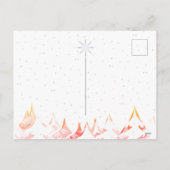 Sneeuwrijke kerstbomen Sinaasappel Paarse & Wit Feestdagenkaart (Achterkant)