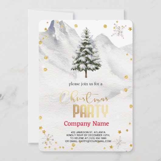 Sneeuwrijke kerstboom, diamanten en sneeuwvlokken kaart (Voorkant)