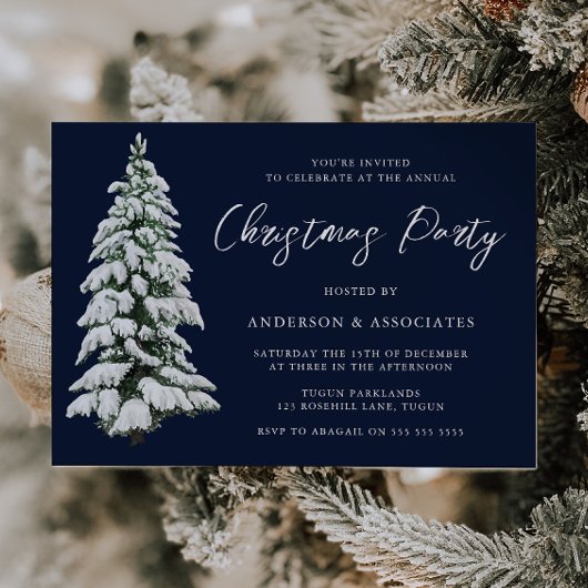 Sneeuwrijke Kerstboom Feestelijk Blauw Kerstfeest Kaart