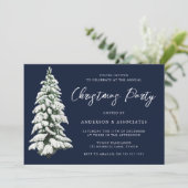 Sneeuwrijke Kerstboom Feestelijk Blauw Kerstfeest Kaart (Staand voorkant)