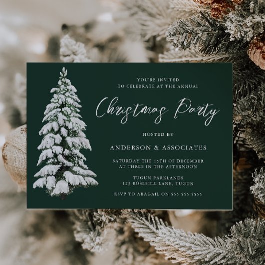 Sneeuwrijke Kerstboom Feestelijk Groen Kerstfeest Kaart