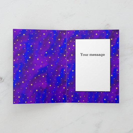 Sneeuwrijke Kerstboom Kunst - Cadeaus, Maan en Ste Feestdagen Kaart (Binnen)