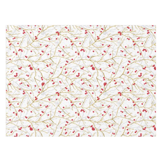 Sneeuwrijke Kerstmis Winterbessen Vakantie Tafelkleed (Voorkant (Horizontaal))