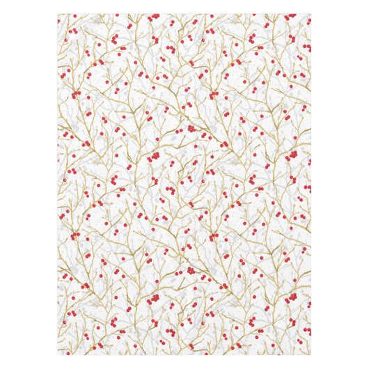 Sneeuwrijke Kerstmis Winterbessen Vakantie Tafelkleed (Voorkant)