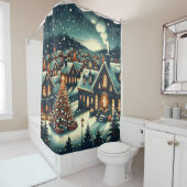 "Sneeuwrijke kerstnacht" Douchegordijn (In situ)