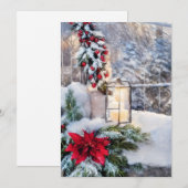 Sneeuwrijke lantaarn budget mini Kerstmis Feestdagenkaart (Voorkant / Achterkant)