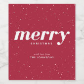 Sneeuwrijke moderne vrolijke kerst wijn etiket (Enkel label)