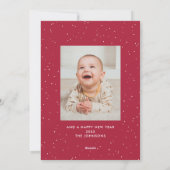 Sneeuwrijke moderne vrolijke kerstfoto feestdagenkaart (Achterkant)