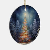 Sneeuwrijke nacht verlicht Kerstmis ornament (Rechts)