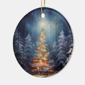 Sneeuwrijke nacht verlicht Kerstmis ornament (Links)