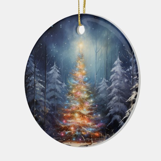 Sneeuwrijke nacht verlicht Kerstmis ornament (Links)