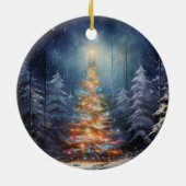 Sneeuwrijke nacht verlicht Kerstmis ornament (Achterkant)