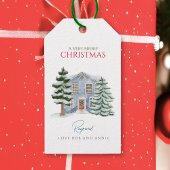  sneeuwrijke noordse winterbossen kerst cadeaulabel