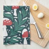 Sneeuwrijke Paddestoel Kerstmis Keuken Handdoeken (Quarter Fold)