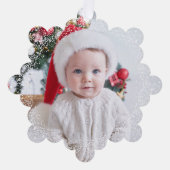 Sneeuwrijke rand eenvoudige één foto rood Vrolijk  Ornament Kaart (Voorkant)