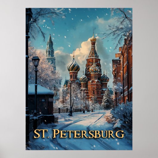 Sneeuwrijke Russische charme - St. Petersburg Wint Poster (Voorkant)
