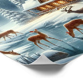 Sneeuwrijke stad onder de sterrenlicht poster (Hoek)