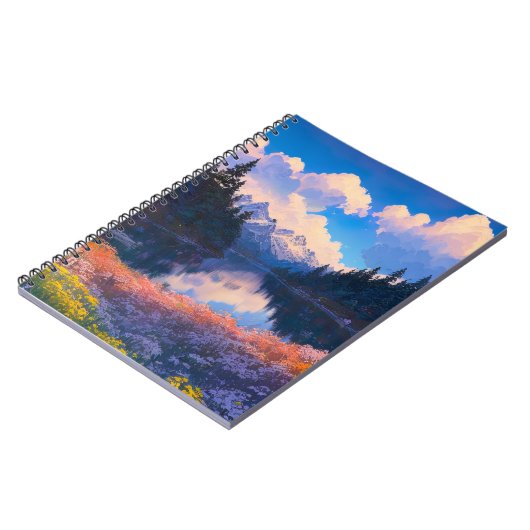 Sneeuwrijke toppen en met dennen bedekte bossen notitieboek (Linkerzijde)