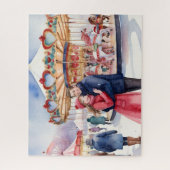 Sneeuwrijke Valentijnsdag Schattige Paar Legpuzzel (Verticaal)