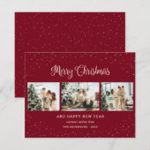 Sneeuwrijke vrolijke kerst rode foto feestdagenkaart (Voorkant / Achterkant)
