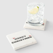 SNEEUWRIJKE VROLIJKE KERST STENEN ONDERZETTER (Zijkant)