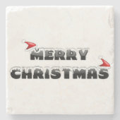 SNEEUWRIJKE VROLIJKE KERST STENEN ONDERZETTER (Voorkant)