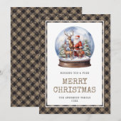 Sneeuwrijke Waterverf Santa Plaid Vrolijke Kerst K Feestdagenkaart (Voorkant / Achterkant)