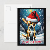 Sneeuwrijke weide Schattige Chihuahua Santa Christ Briefkaart (Voorkant / Achterkant)