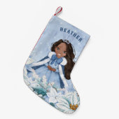 Sneeuwrijke Winter Afro-Amerikaanse prinses Kleine Kerstsok (Voorkant (Hangend))