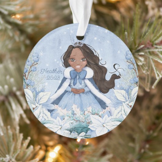 Sneeuwrijke Winter Afro-Amerikaanse prinses Ornament (Boom)