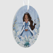 Sneeuwrijke Winter Afro-Amerikaanse prinses Ornament (voorkant)