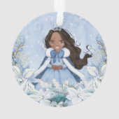 Sneeuwrijke Winter Afro-Amerikaanse prinses Ornament (achterkant)