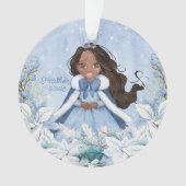 Sneeuwrijke Winter Afro-Amerikaanse prinses Ornament (voorkant)