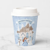 Sneeuwrijke Winter Afro-Amerikaanse prinses Verjaa Papieren Bekers (Achterkant)