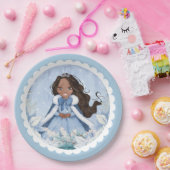 Sneeuwrijke Winter Afro-Amerikaanse prinses Verjaa Papieren Bordje (Feest)